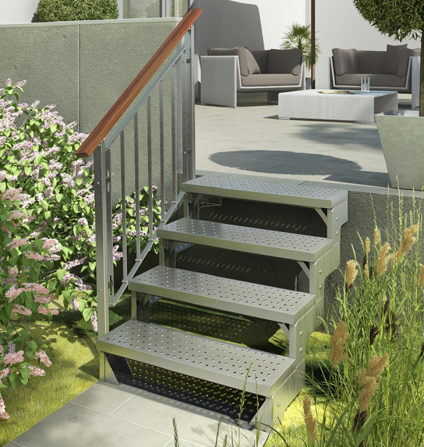 Ståltrapp GARDENTOP med perforerte trinn Black