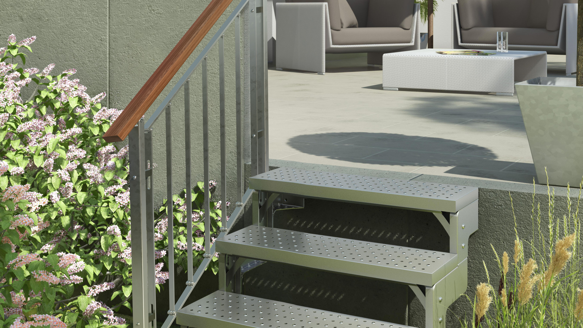 Ståltrapp GARDENTOP med perforerte trinn Black